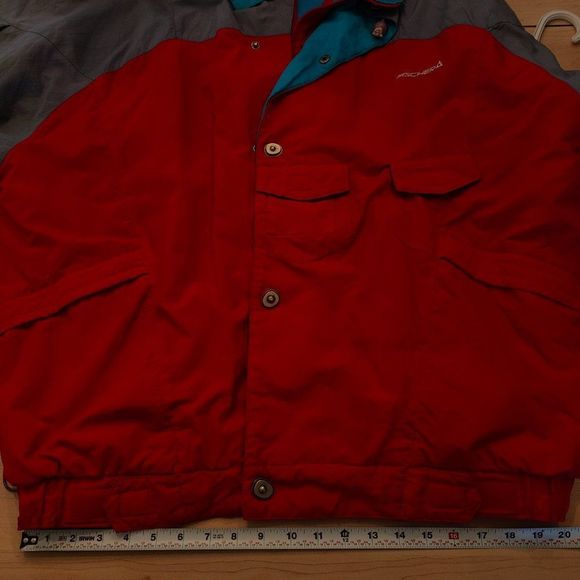 Fischer Vintage Ski Jacket Size XL with hoodie, buttons and zipper winter ski - Picture 11 of 15